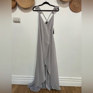 NWT Lulu’s Light Gray Wrap High-Low Dress - Size Small